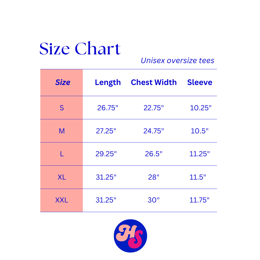 Size chart for HPFL day tee